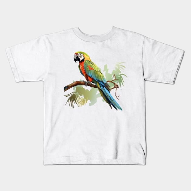 Military Macaw Kids T-Shirt by zooleisurelife